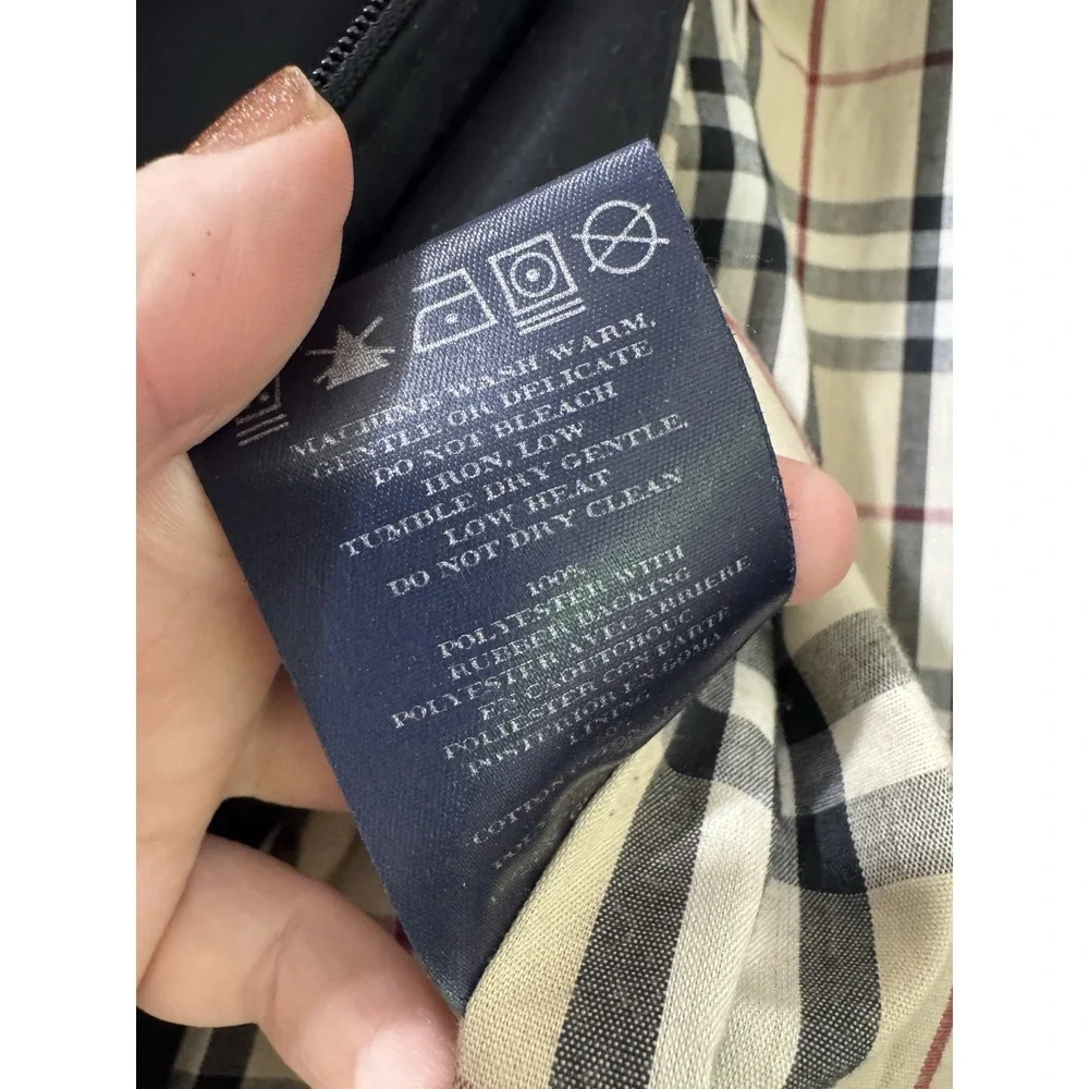 Burberry Womens Trench Coat Sz 4 Designer Luxury Plaid Black READ DESCRIPTION - Picture 13 of 16
